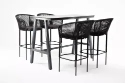 "Рио" барный комплект на 4 персоны, стол HPL "серый гранит", цвет темно-серый