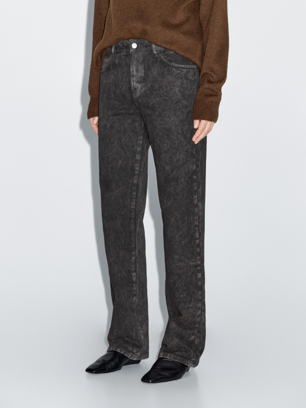 Massimo Dutti Джинсы прямого кроя со средней посадкой, темно-серый