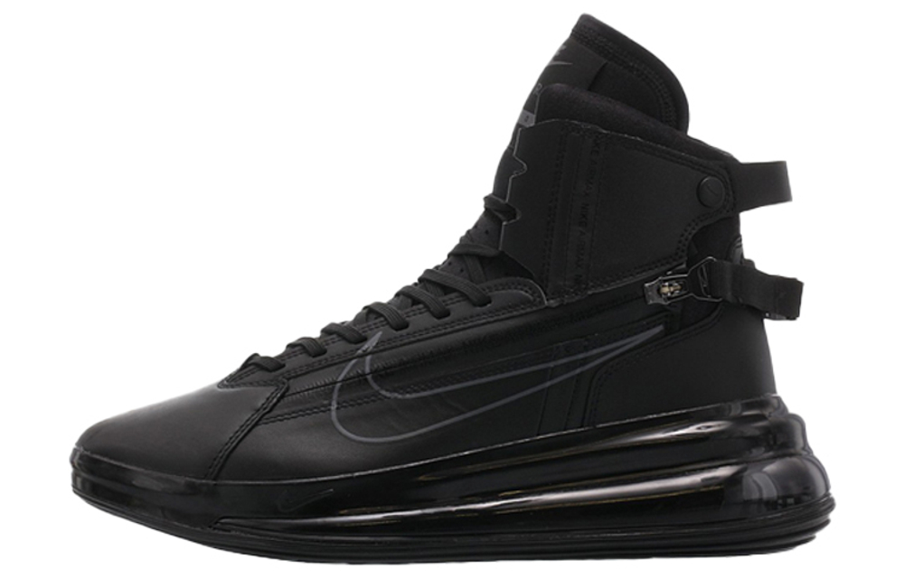 Nike Air Max 720 Saturn artificial leather shock absorption and wear-resistant high-top running shoes men's black