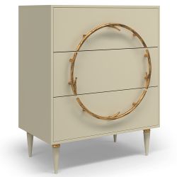 Комод Арт Колор matte Классик Голд с 3 ящиками Серый шелк матовый