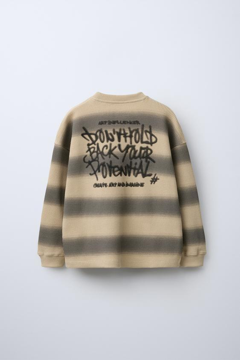 ZARA ФУТБОЛКА ИЗ РЕЛЬЕФНОЙ ТКАНИ В ПОЛОСКУ, ПЕСОЧНЫЙ