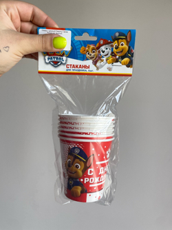 Стаканы Щенячий Патруль, С Днем Рождения!, Красный,