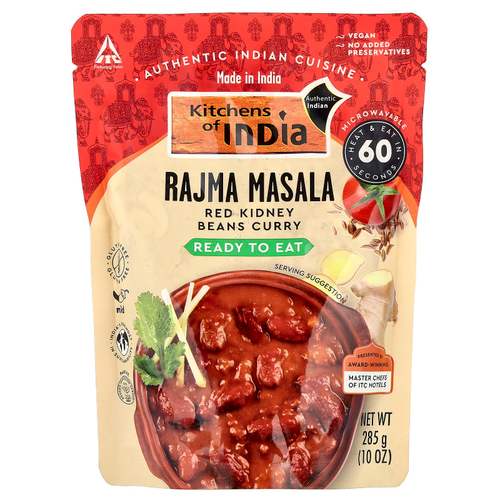 Kitchens of India, Rajma Masala, красная фасоль, карри, неострый, 285 г (10 унций)