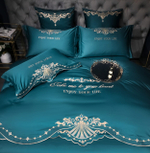 Постельное белье Сатин Гладкокрашеный Вышивка Делюкс на резинке DHCR003