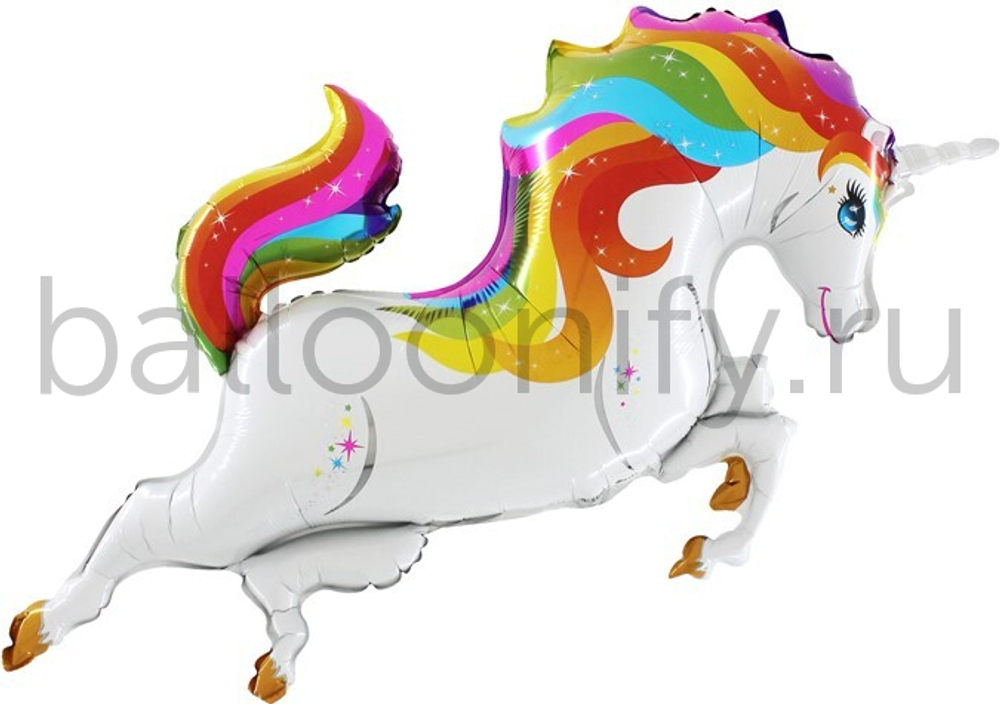 Шар (48''/122 см) Фигура, Радужный единорог, 1 шт.