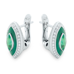 Серьги с Изумрудом и Бриллиантами, Эмаль, E0084-11/1