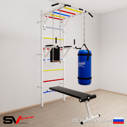Шведская стенка Sv Sport 5532 (Турник рукоход/Брусья/Скамья/Трапеция/Цепь/Мешок 22кг)