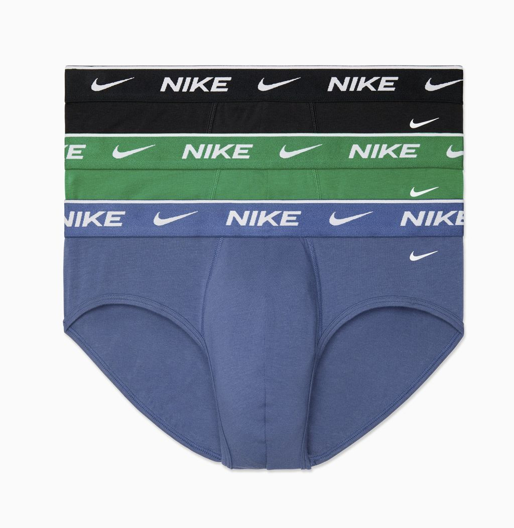 Мужские боксеры спортивные Nike Everyday Cotton Stretch Brief 3P - mystic navy/malachite/black