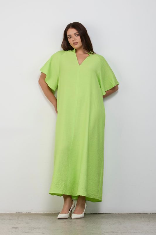 Платье-туника из жатой вискозы, лайм