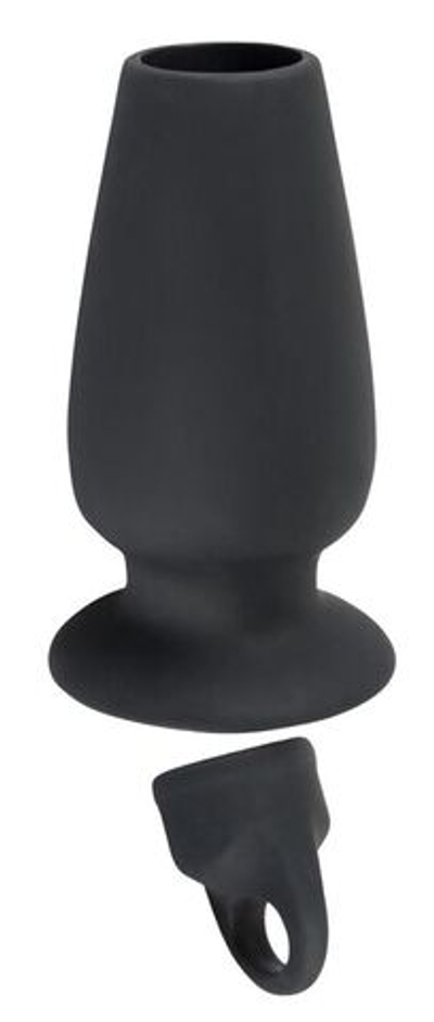 Пробка-туннель с заглушкой Lust Tunnel Plug with Stopper (Цвет: черный)
