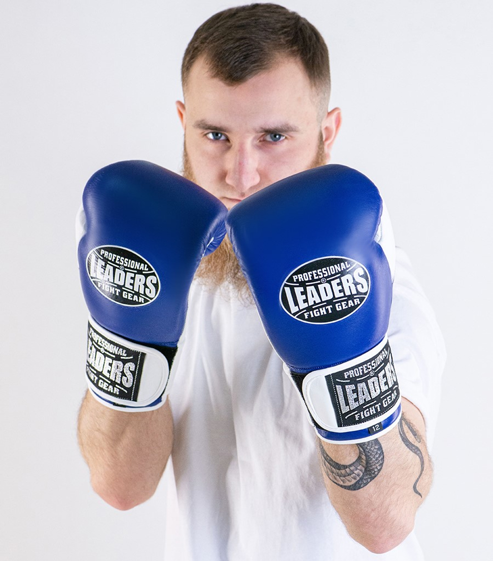 Перчатки боксерские LEADERS LS 2 BL/WH (сине-белые)