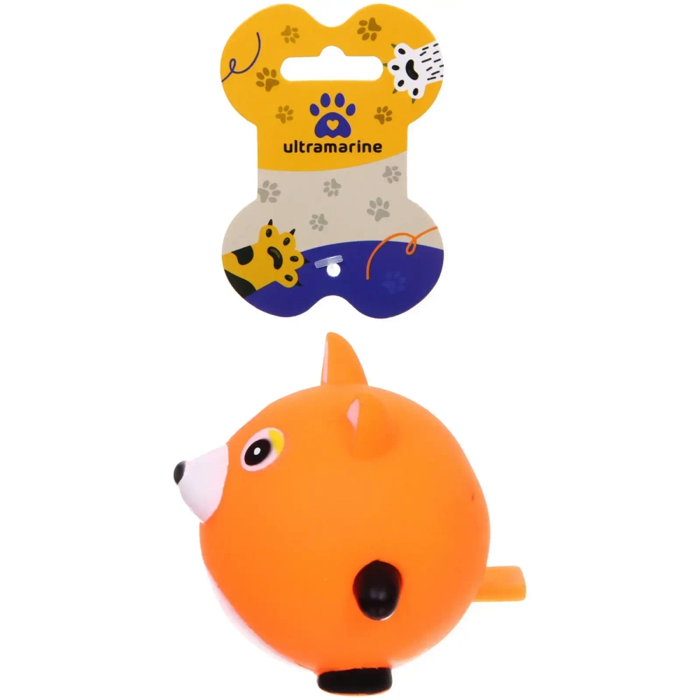 Игрушка резиновая с пищалкой «Лиса», цвет оранжевый, 8см (лейбл)