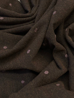 Шерсть с хлопком и п/а Canclini темно-коричневая в розовый горошек