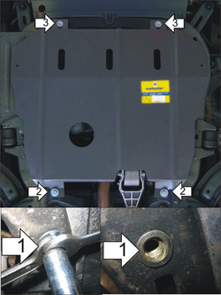 Защита картера Двигателя, КПП. 2 мм, Сталь. для Opel Combo 2001-2003, Opel Combo 2004-2012, Opel Corsa C 2000-2006, Opel Meriva 2003-2010 MOTODOR.01524
