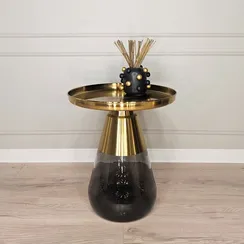 Журнальный столик Zeigna Tall, Ø50х52 см, дымчатое стекло, золото