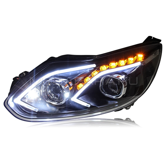 Передние фары Форд Фокус 3 2012-2014 V13 type [КОМПЛЕКТ Л+П; ходовые огни; биксеноновая линза; электрокорректор]