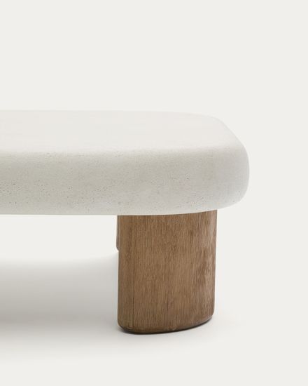 Журнальный столик Labra из цемента и акации 80 x 80 см