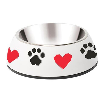 Миска металлическая на пластиковой подставке "Сердечки", 0,22л, Triol