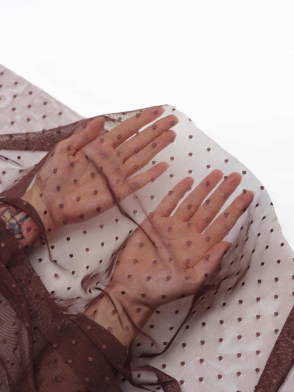 Сетка эластичная горошек шоколад метражом