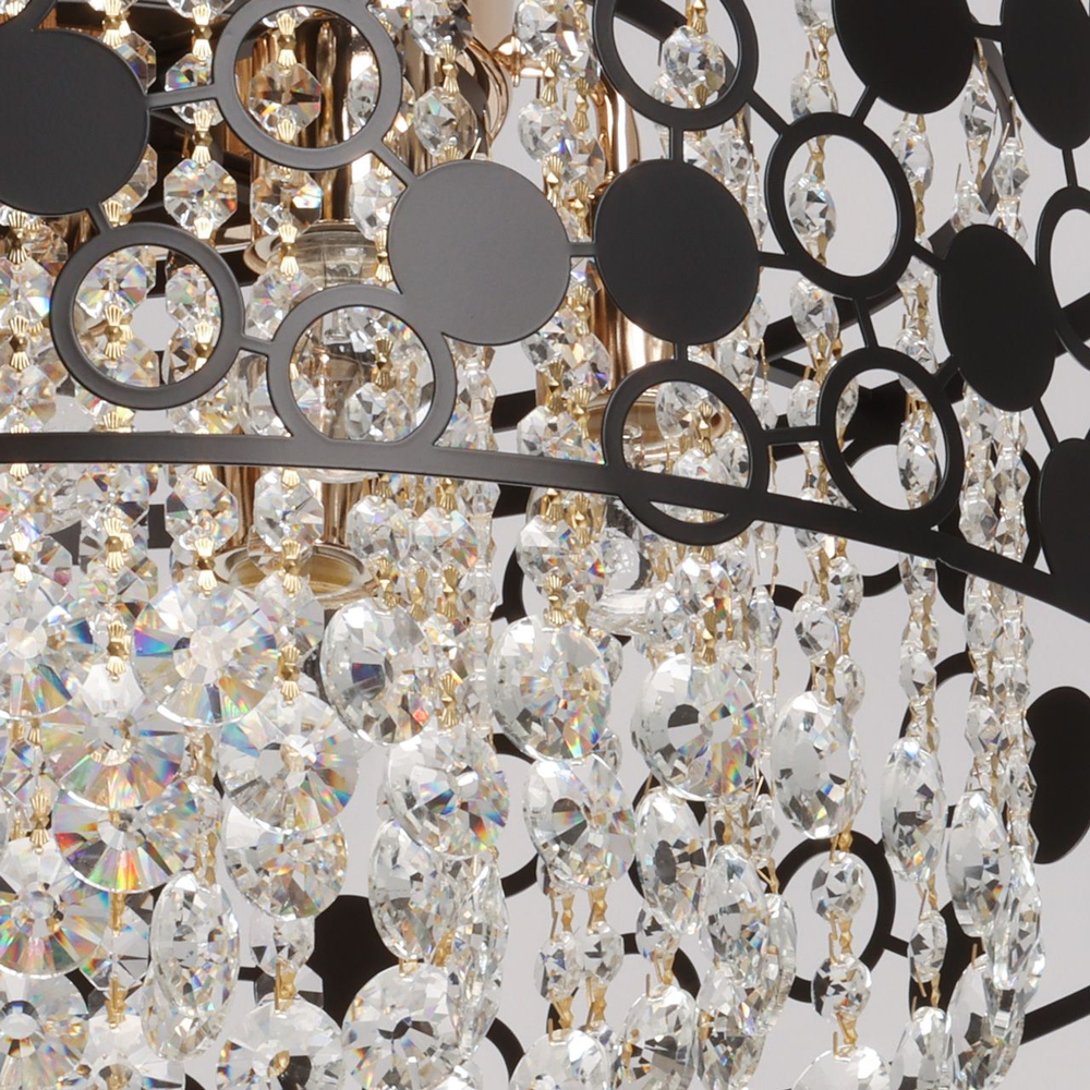 Люстра потолочная De City "Бриз" E27, 7 ламп, до 21 м², черный/золотой