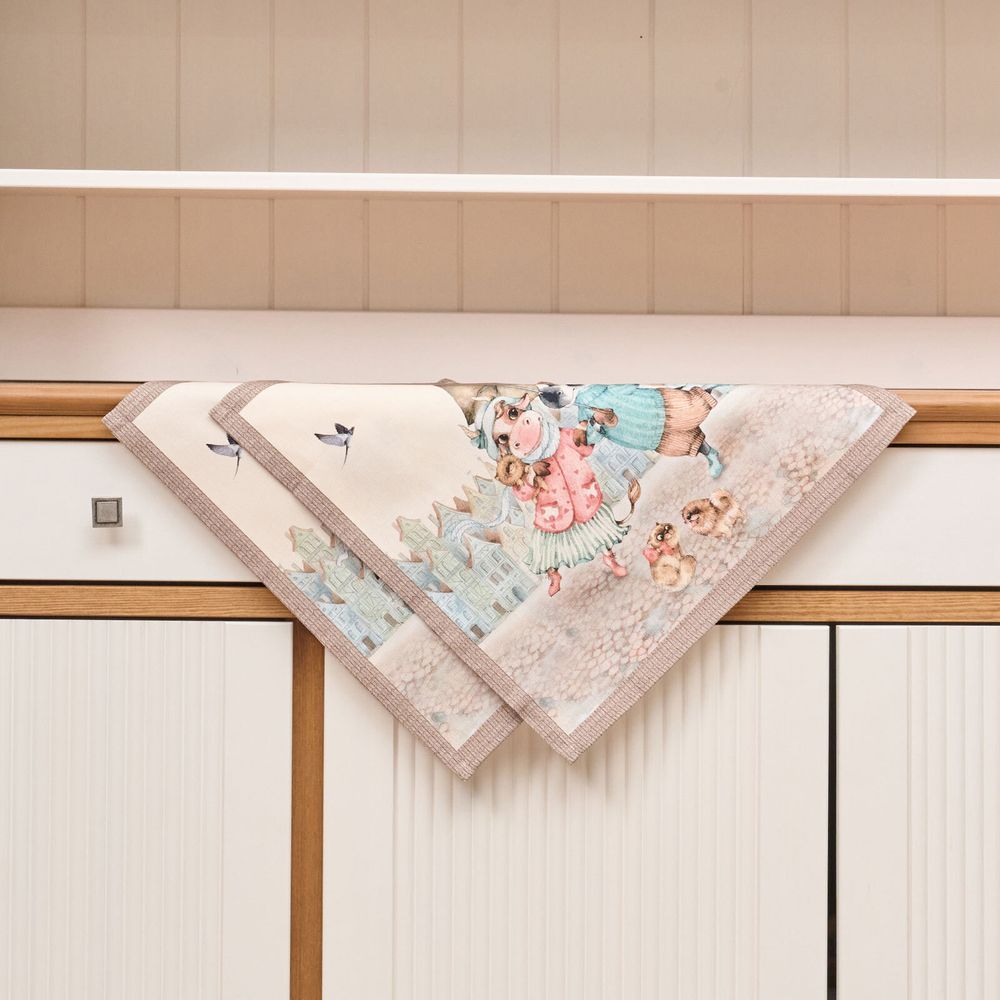 КОМПЛЕКТ САЛФЕТОК 2ШТ "ПРОМЕНАД"40Х40 СМ ,БЕЖЕВЫЙ, 100% ХЛОПОК,ТВИЛ