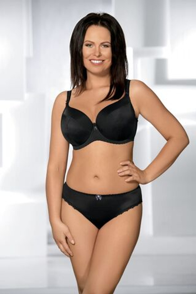 Элегантный бюстгальтер plus size с уплотненными чашками из нежной микрофибры (Размер: 95F) (Цвет: черный)