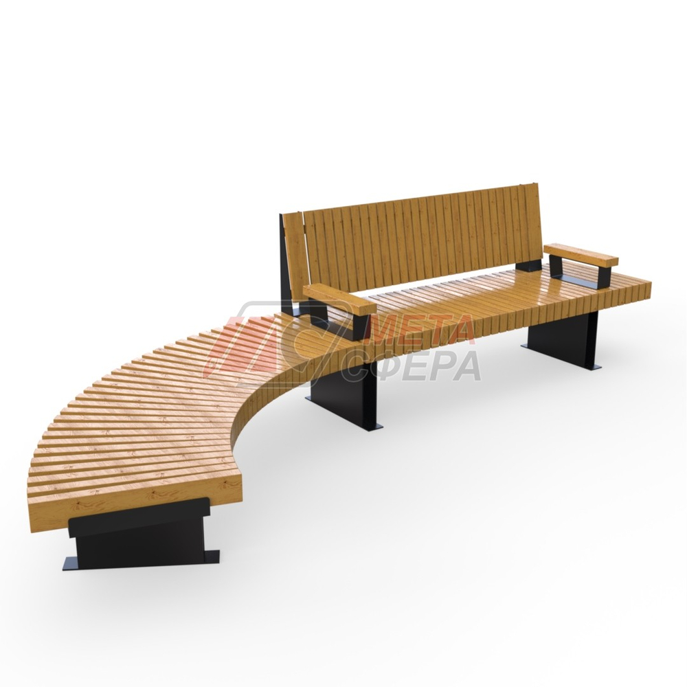 Скамейка Rail Road 03 с подлокотниками и поворотом