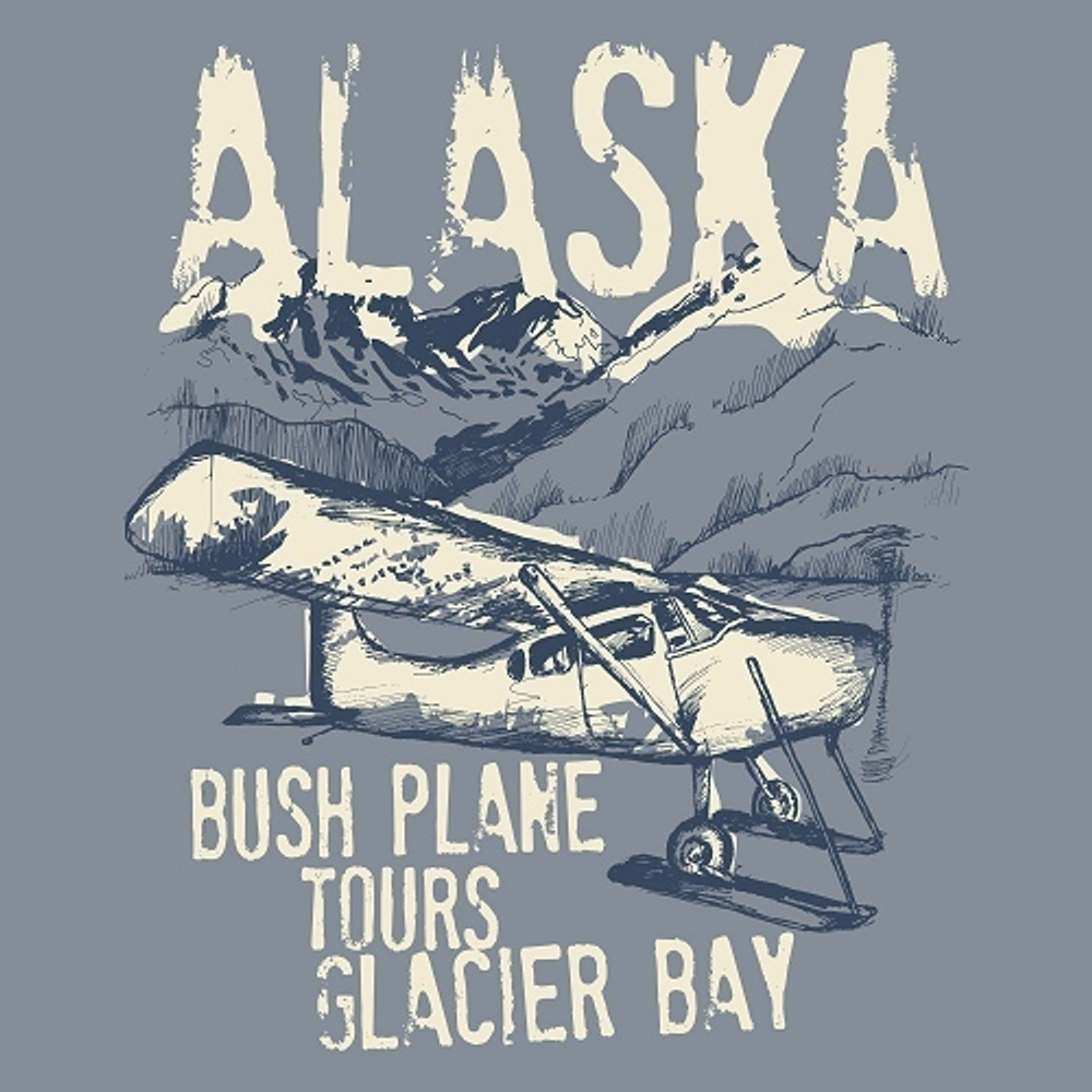 принт PewPewCat Alaska Glacier bay для серой футболки