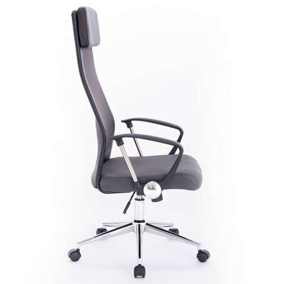 Кресло офисное BRABIX &quot;Flight R EX-541&quot;, хром, ткань TW, сетка, черное/серое, 532518