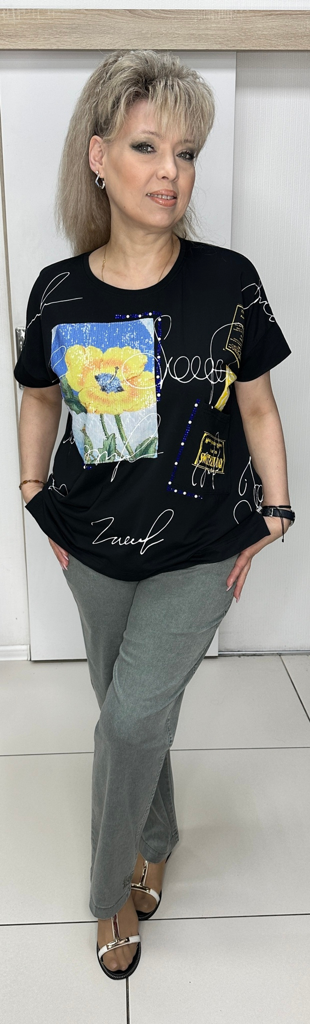 Брюки в оливковом цвете на большие размеры