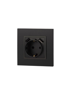 Розетка 16А 250В 2P+E с 2хUSB 5В-3А защ. шторки Elegance антрацит 14-4109-05 ЭРА Б0047871