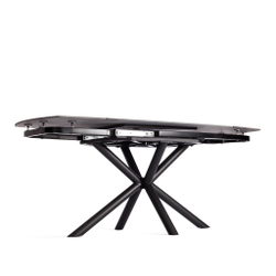 Стол обеденный Winston/Винстон столешница керамика (матовая) /опоры металл, темно-серый/черный, (120+30+30)x80x75(+1) см