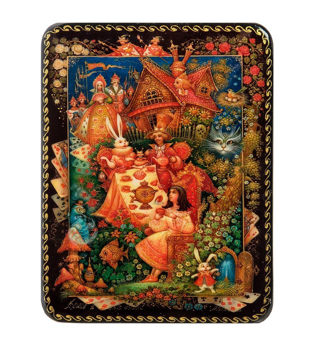 ШК-19/ 4-F Шкатулка в технике декупаж «Алиса в стране чудес» (10х8х3,5)