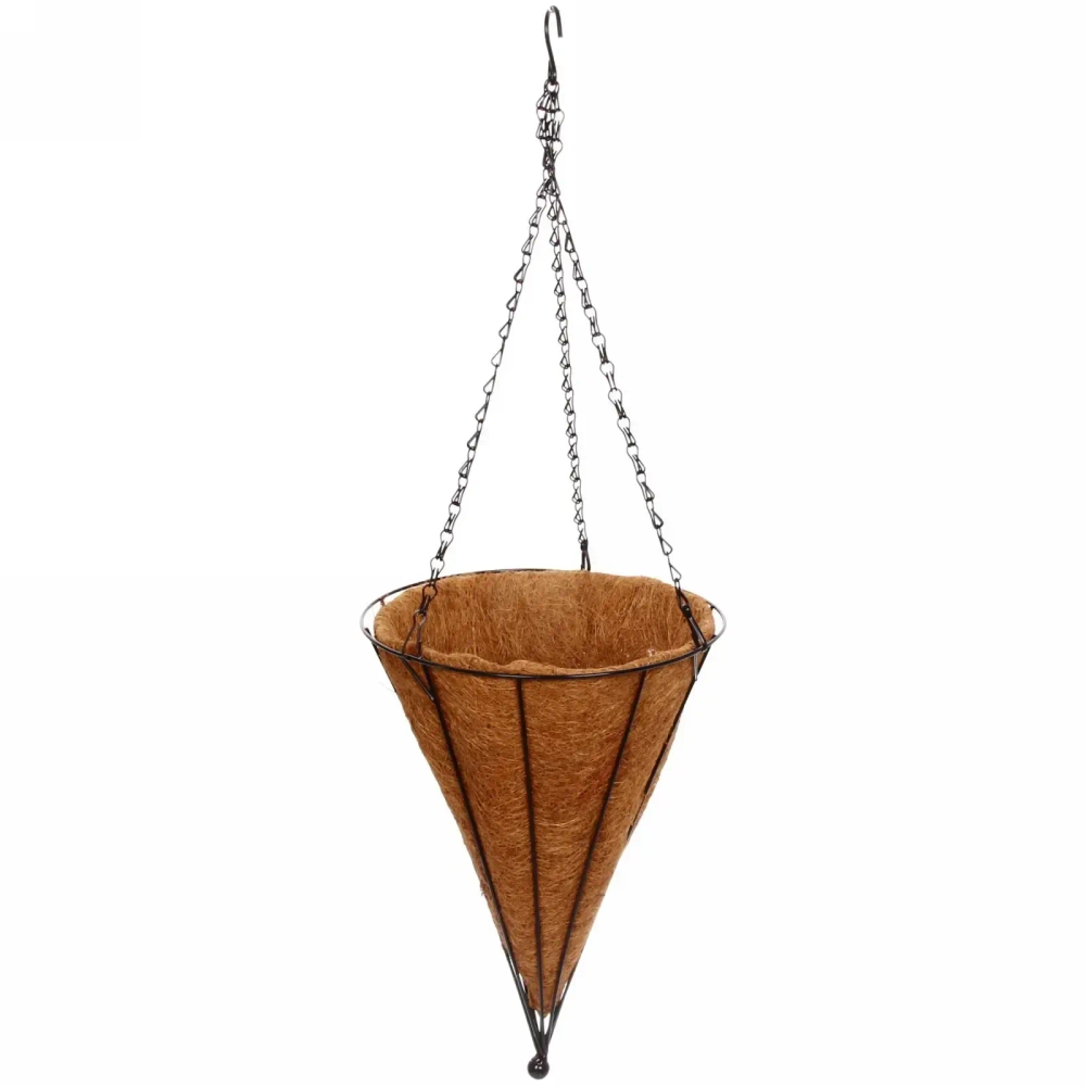 Кашпо для цветов 4л «Коковита» с кокосовым волокном, подвесное, конус, d=25см ДоброСад