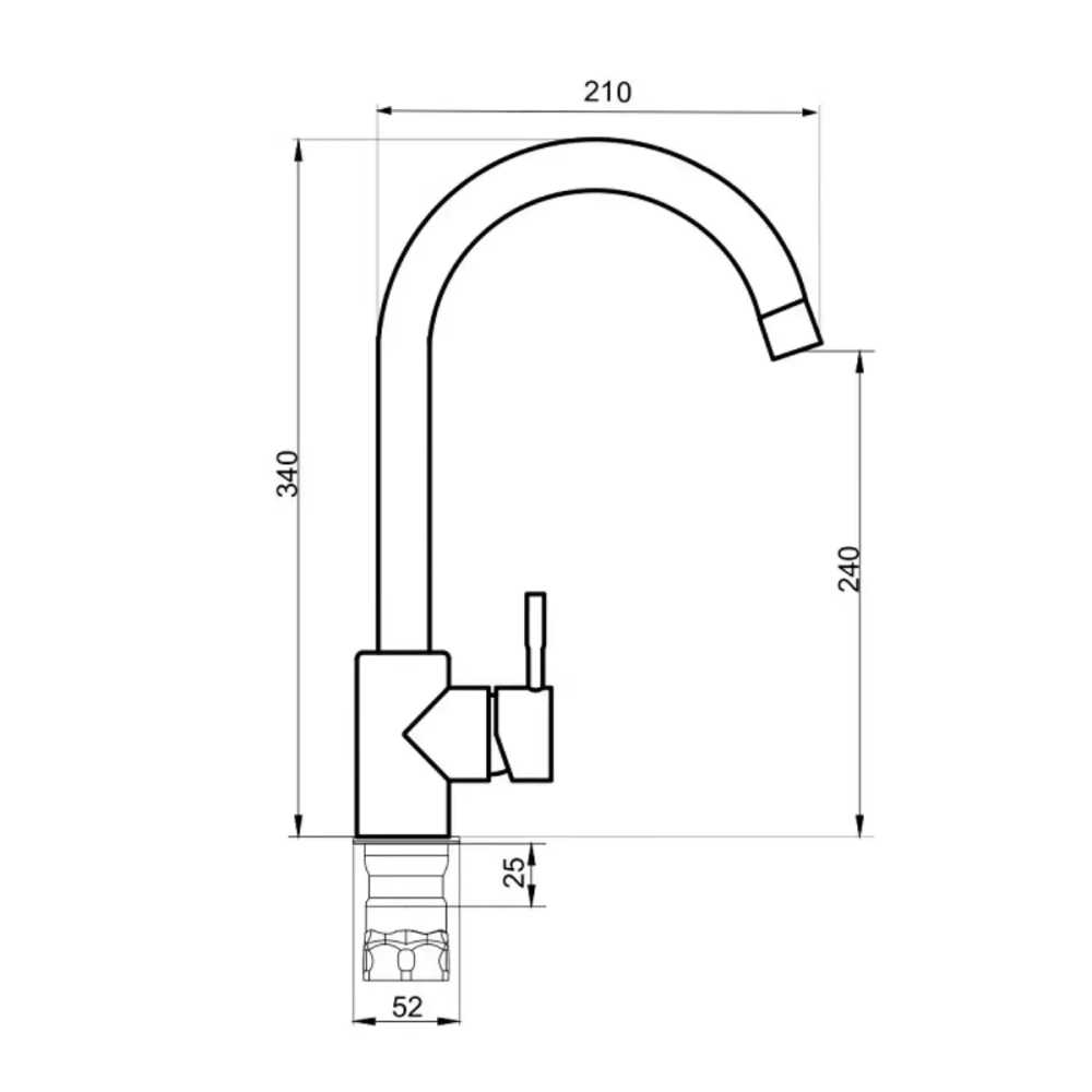 Смеситель для кухни SUS124BL-017F