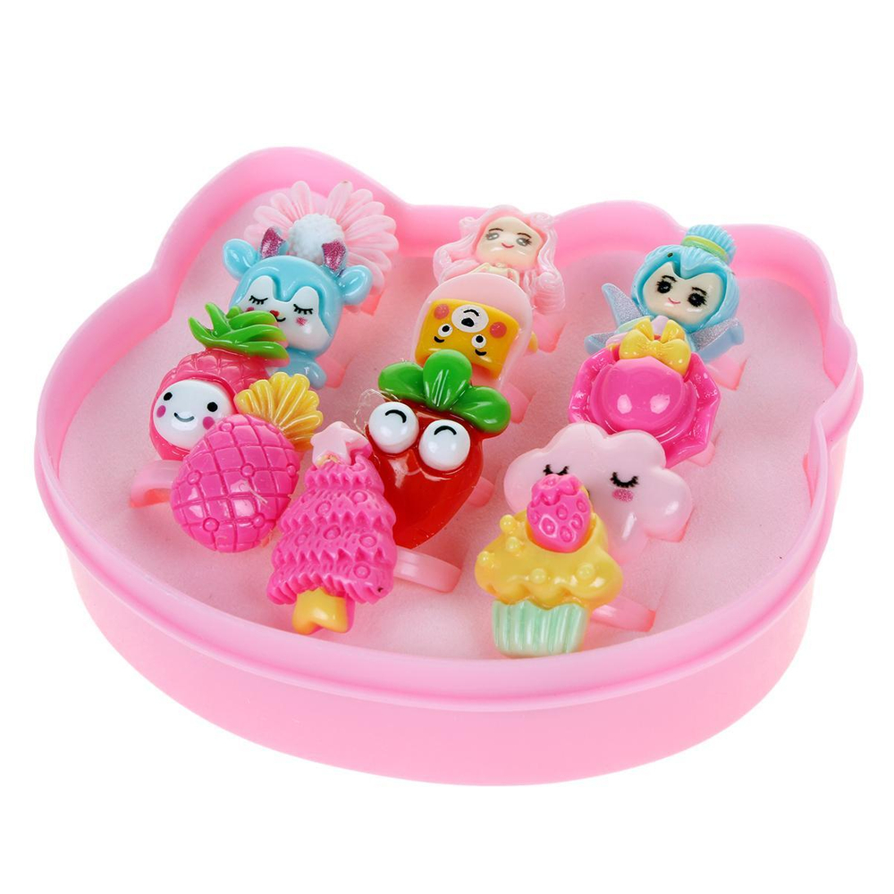 Набор украшений для девочек, в колечки универсального размера 9х8 см, с-31250