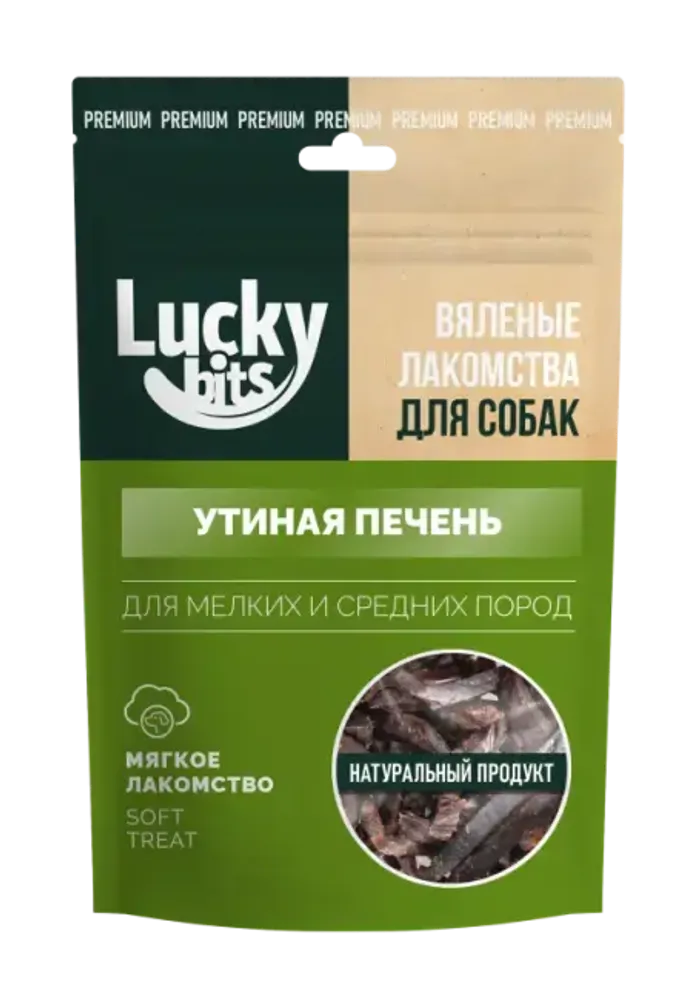 Лакомство для собак Lucky bits Вяленая утиная печень 30гр
