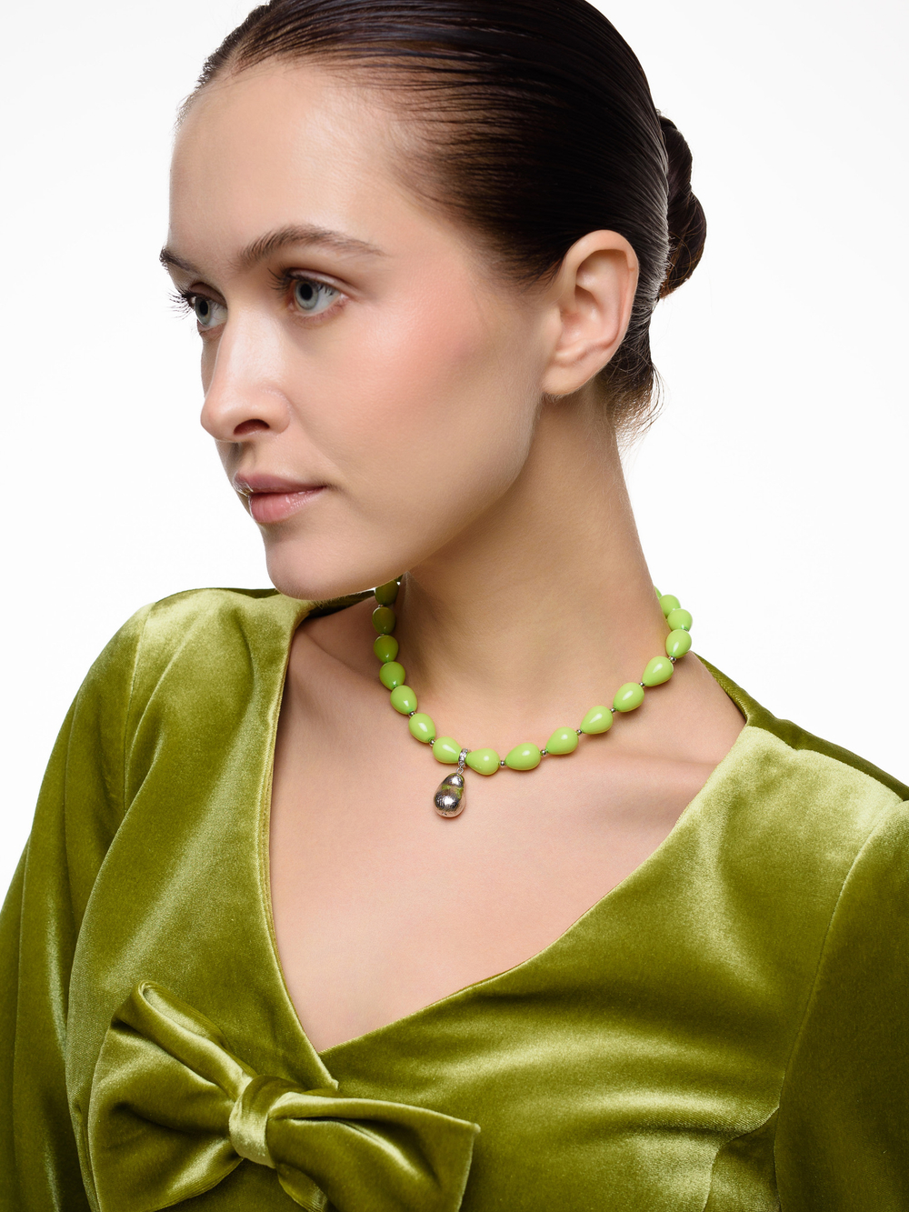 Колье "Green Golden Pears" Silver