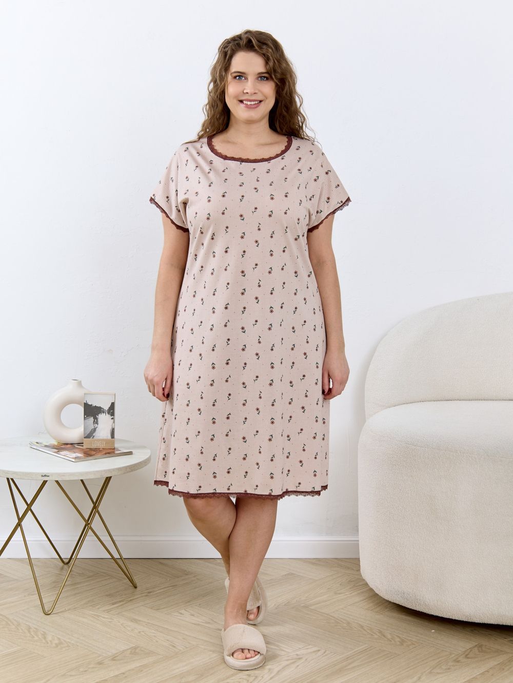 Ночная сорочка Вельвета-1 Виотекс БЕЖЕВЫЙ