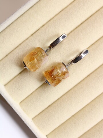 Серьги бижутерия с цитрином "Цитриновая грань"
