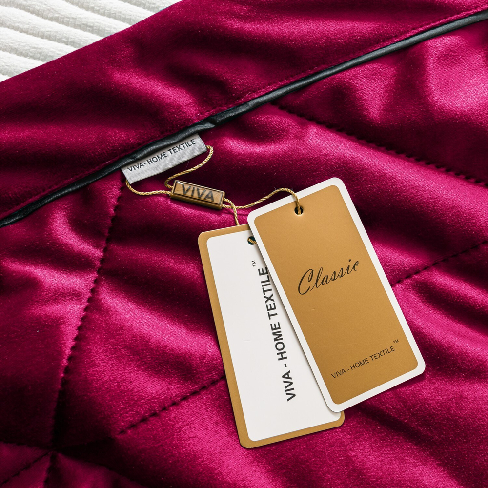 Велюровое покрывало в клетку с наволочками OVL035