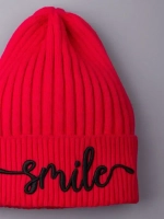 Шапка для девочки осенняя, вязаная, красная