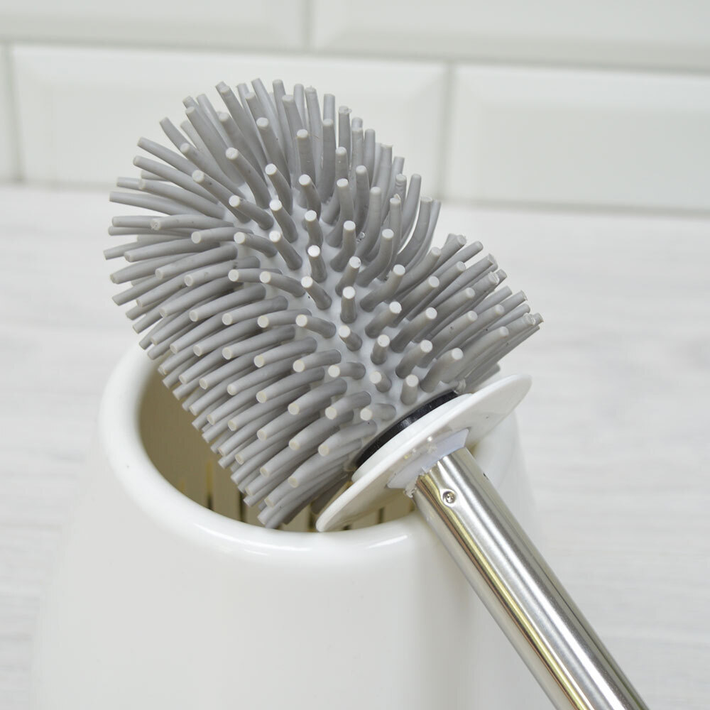 Ерш для туалета силиконовый с подставкой, 14*14*46см