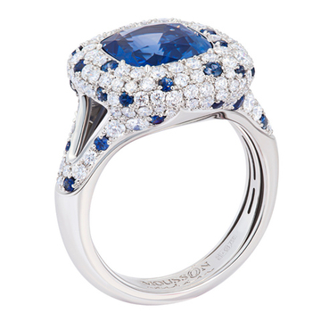Кольцо с Сапфирами и Бриллиантами, R0211-0/6