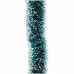 Мишура, 1 штука, диаметр 70 мм, длина 2 м, зеленая с белыми кончиками, 73752