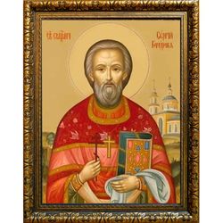 Сергий Кочуров Священномученик, пресвитер. Икона на холсте.
