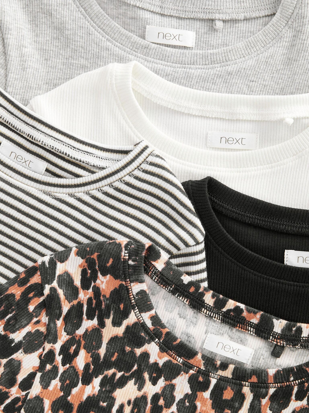 Лонгслив для девочки Next T28-141, 5 шт., Серый, Коричневый, Черный