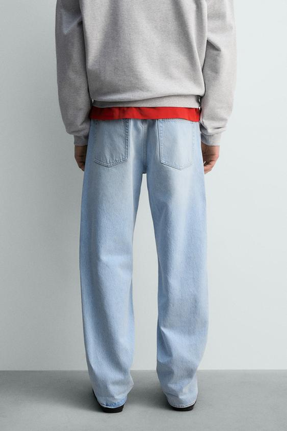 ZARA ДЖИНСЫ STRAIGHT FIT С РАЗРЕЗАМИ, ГОЛУБОЙ