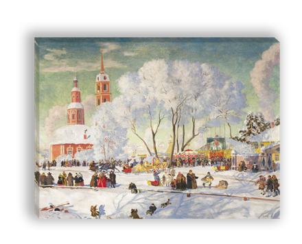 "Гуляние на масленицу", Кустодиев Борис Михайлович, картина (репродукция)