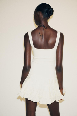 ZARA КОМБИНИРОВАННОЕ ПЛАТЬЕ, ЭКРЮ